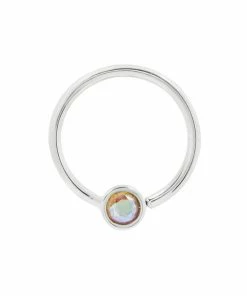 Buddha Jewelry Organics Fixed Bezel Bead Ring 2mm Mercury Mist Topaz Daith