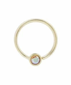 Buddha Jewelry Organics Daith Fixed Bezel Bead Ring 3mm Mercury Mist Topaz