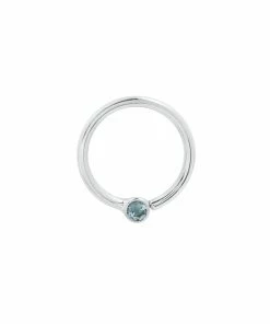 Buddha Jewelry Organics Daith Fixed Bezel Bead Ring 2mm London Blue Topaz