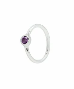 Buddha Jewelry Organics Fixed Bezel Bead Ring 2mm Amethyst - Side Set Facing