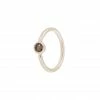 Buddha Jewelry Organics Daith Fixed Bezel Bead Ring 2mm Smokey Quartz - Side Set Facing
