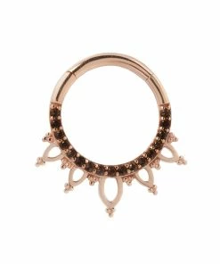 Buddha Jewelry Organics Daith Indra - Smokey Quartz - Solid 14kt Gold Clicker