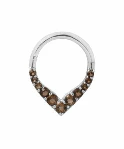Buddha Jewelry Organics Rise + Shine - Smokey Quartz - Solid 14kt Gold Clicker Daith