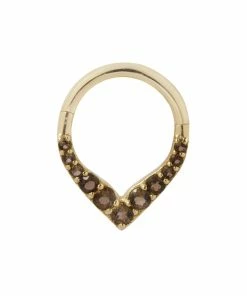 Buddha Jewelry Organics Rise + Shine - Smokey Quartz - Solid 14kt Gold Clicker Daith