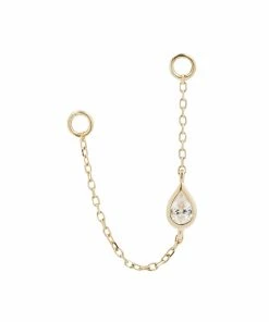 Buddha Jewelry Organics Teardrop CZ Chain - Solid 14kt Gold