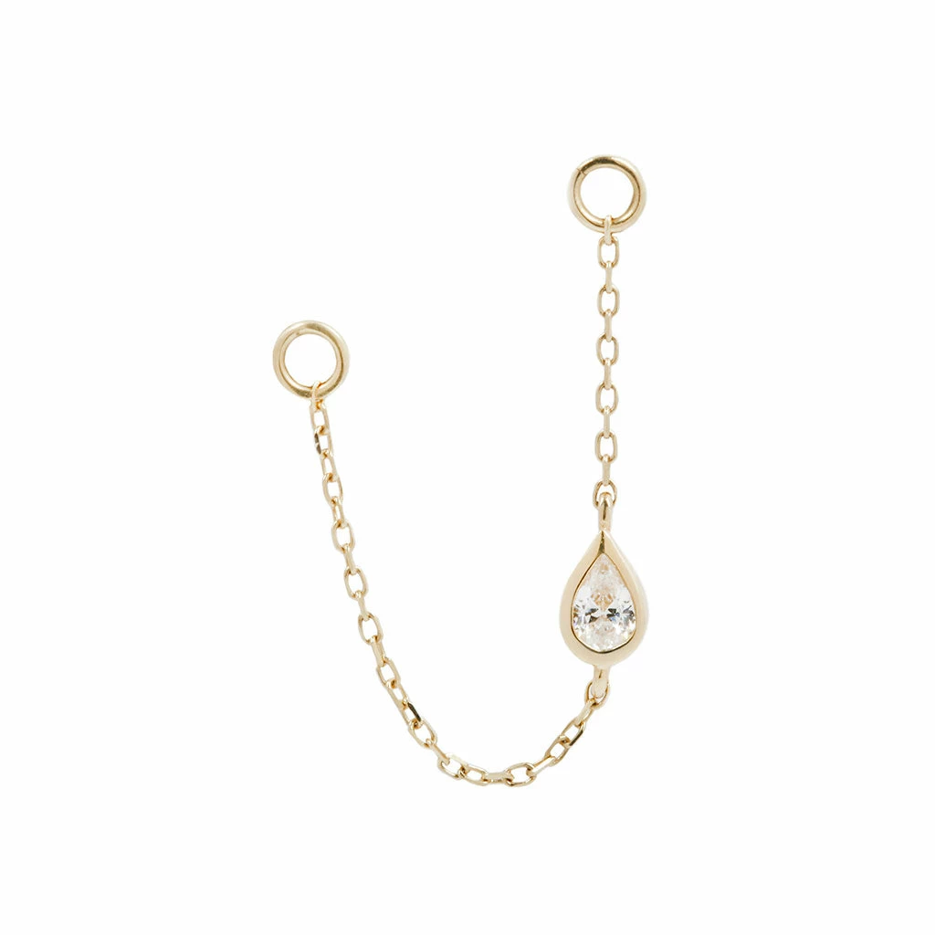 Buddha Jewelry Organics Teardrop CZ Chain - Solid 14kt Gold 3 Buddha Jewelry Organics Teardrop CZ Chain - Solid 14kt Gold