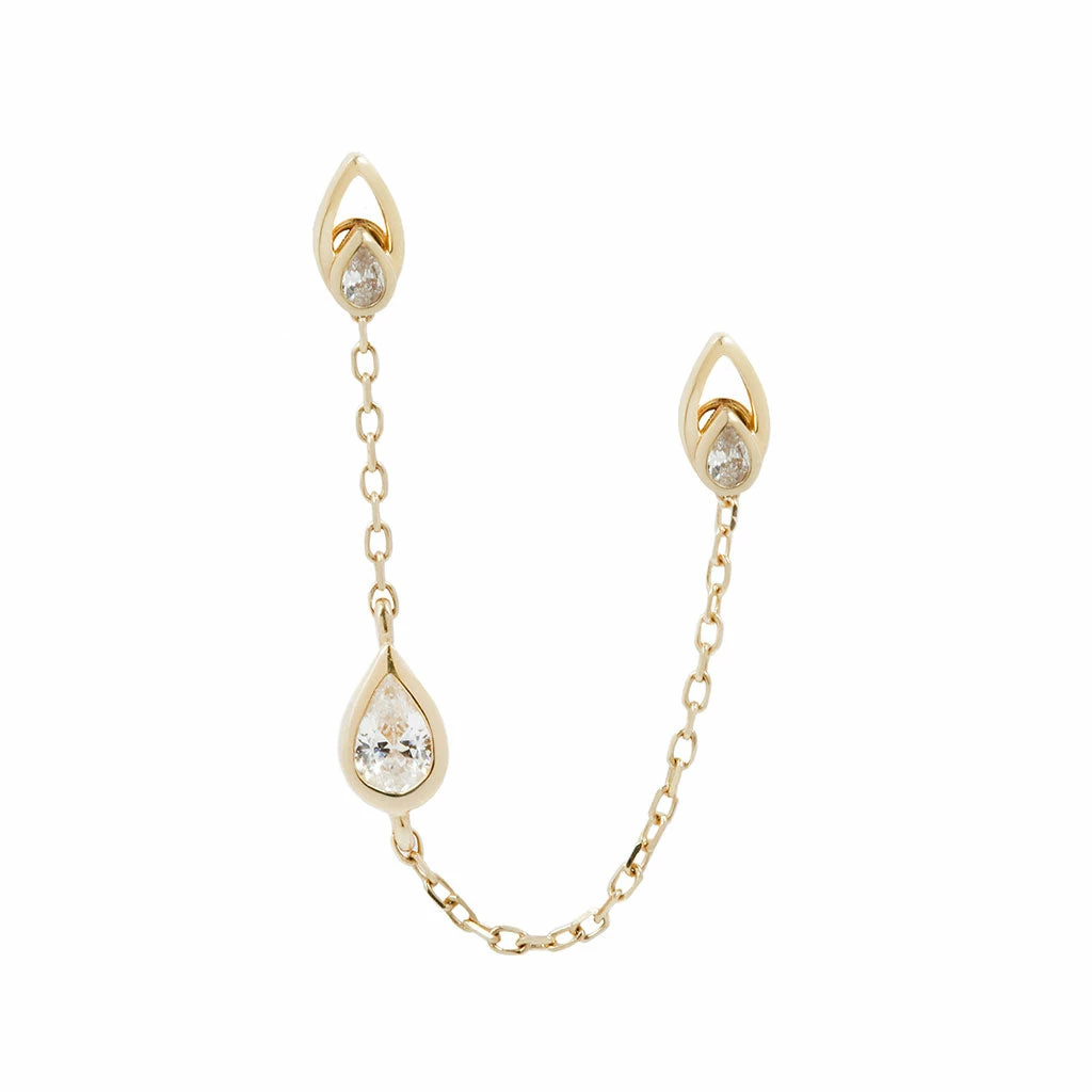 Buddha Jewelry Organics Teardrop CZ Chain - Solid 14kt Gold 6 Buddha Jewelry Organics Teardrop CZ Chain - Solid 14kt Gold