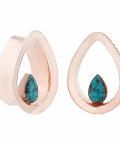 Buddha Jewelry Organics Evoke Mayan Teardrops - Rose Gold + Genuine Turquoise