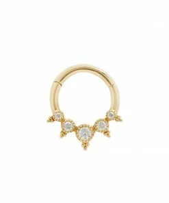 Buddha Jewelry Organics Daith Simone - CZ - Solid 14kt Gold Clicker