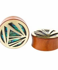 Buddha Jewelry Organics Stetched Ears Prime Plugs - Brass + Abalone