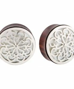 Buddha Jewelry Organics Stetched Ears Idol Plugs - Silver + Mother Of Pearl
