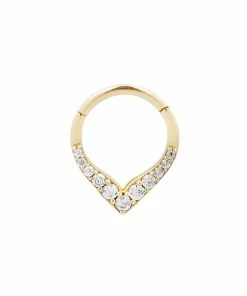 Buddha Jewelry Organics Rise + Shine - CZ - Solid 14kt Gold Clicker Daith