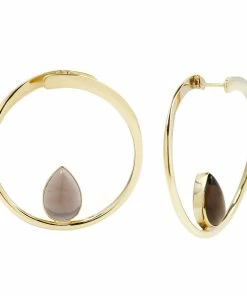 Buddha Jewelry Organics Stay Sexy Earrings - Brass + Smokey Quartz