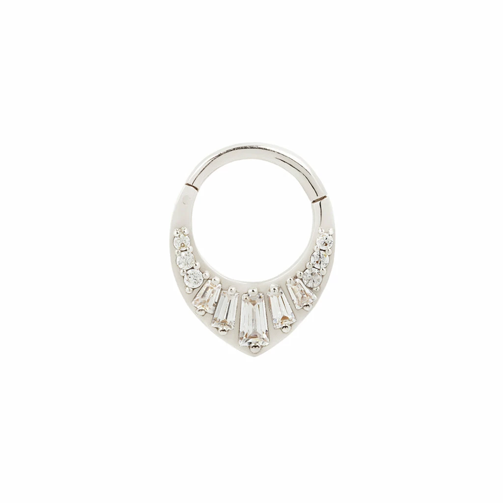 Buddha Jewelry Organics Prism - CZ - Solid 14kt Gold Clicker Daith 6 Buddha Jewelry Organics Prism - CZ - Solid 14kt Gold Clicker Daith
