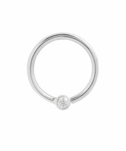 Buddha Jewelry Organics Daith Fixed Bezel Bead Ring 2mm CZ