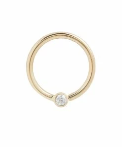 Buddha Jewelry Organics Daith Fixed Bezel Bead Ring 2mm CZ