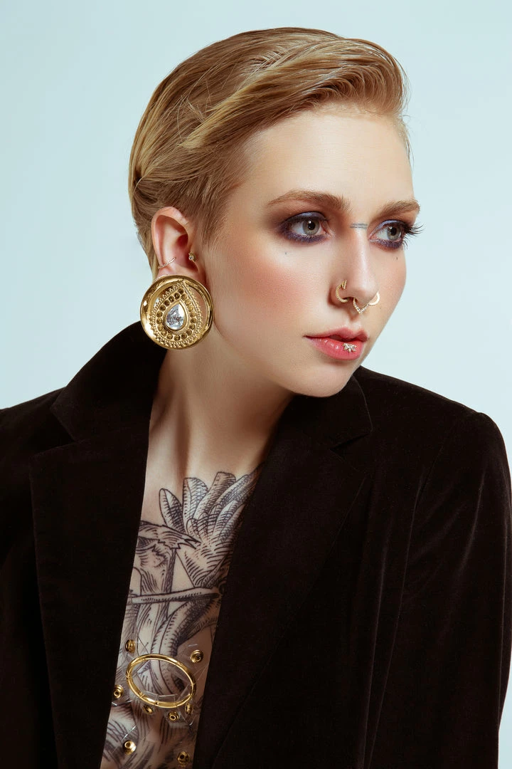 Buddha Jewelry Organics Deity Round Plugs - Rose Gold Stetched Ears 5 Buddha Jewelry Organics Deity Round Plugs - Rose Gold Stetched Ears