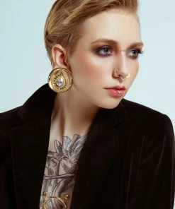 Buddha Jewelry Organics Stetched Ears Deity Round Plugs - Yellow Gold