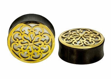 Buddha Jewelry Organics Stetched Ears Idol Plugs - Yellow Gold + Mother Of Pearl 3 Buddha Jewelry Organics Stetched Ears Idol Plugs - Yellow Gold + Mother Of Pearl