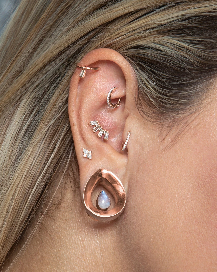 Buddha Jewelry Organics La Madeleine Baguette Charm 14kt Solid Gold + White Topaz Rook 8 Buddha Jewelry Organics La Madeleine Baguette Charm 14kt Solid Gold + White Topaz Rook