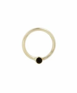 Buddha Jewelry Organics Daith Fixed Bezel Bead Ring 2mm Black Spinel