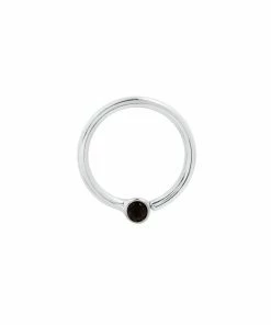 Buddha Jewelry Organics Daith Fixed Bezel Bead Ring 2mm Black Spinel