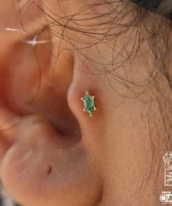 Buddha Jewelry Organics Oh Hell Yes! - Hex Cut Moss Agate Lip, Labret + Philtrum