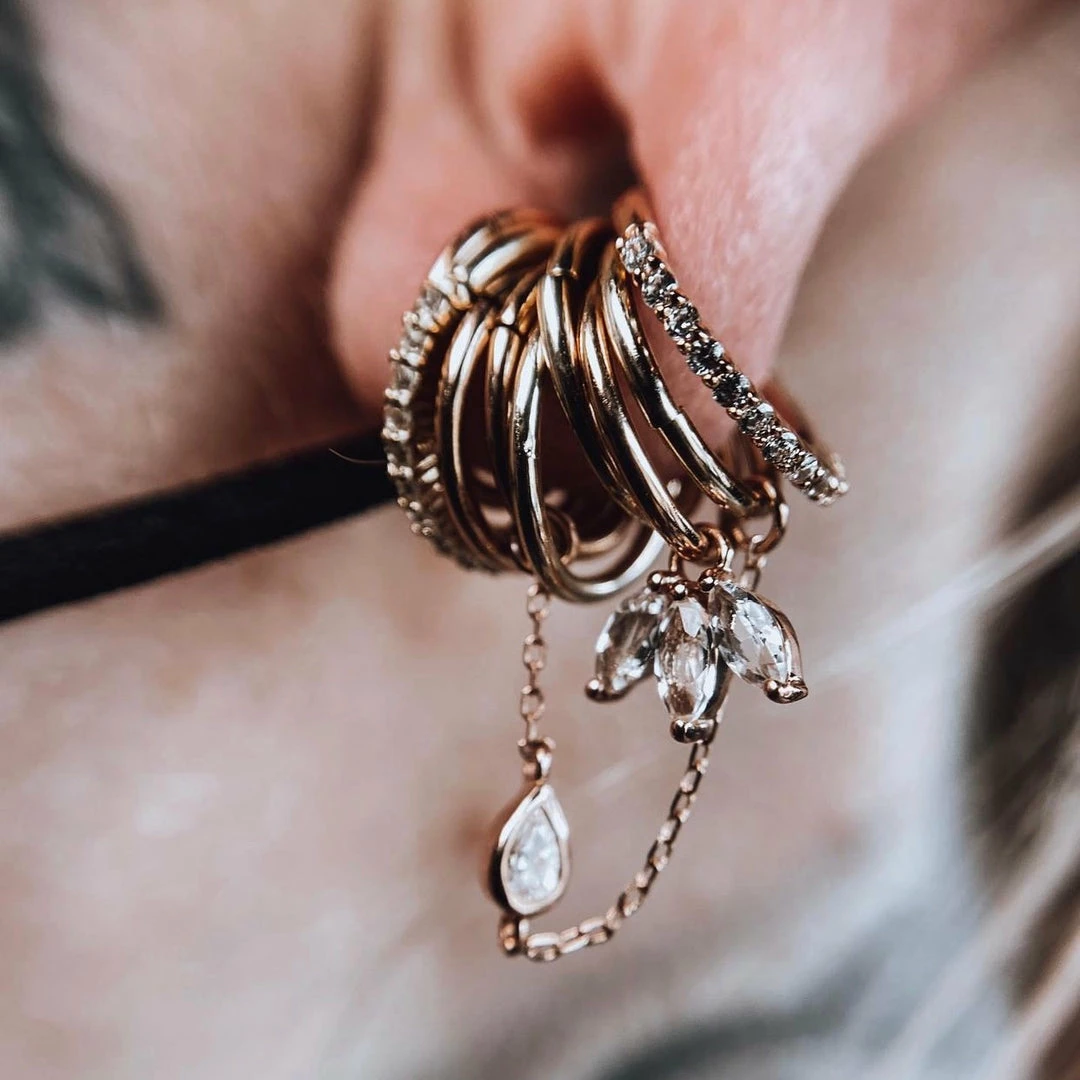 Buddha Jewelry Organics Moet Charm 14kt Solid Gold + White Topaz Conch 7 Buddha Jewelry Organics Moet Charm 14kt Solid Gold + White Topaz Conch