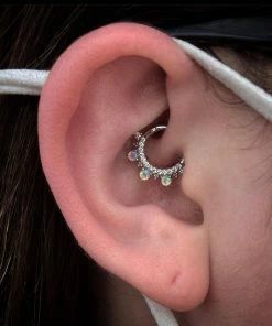 Buddha Jewelry Organics Daith Gigi - CZ + Opal - Clicker