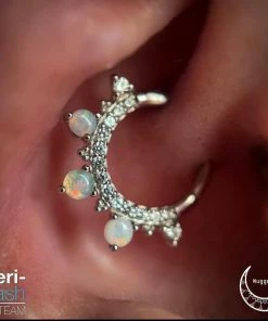Buddha Jewelry Organics Daith Gigi - CZ + Opal - Clicker