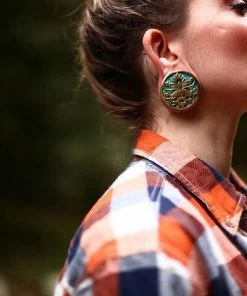 Buddha Jewelry Organics Stetched Ears Rider Plugs - Saba Wood + Turquoise