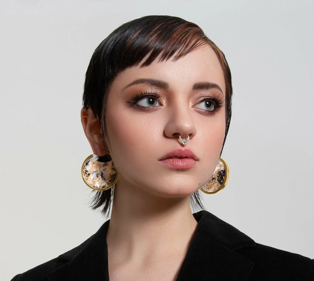 Buddha Jewelry Organics Prism - CZ - Solid 14kt Gold Clicker Daith 10 Buddha Jewelry Organics Prism - CZ - Solid 14kt Gold Clicker Daith