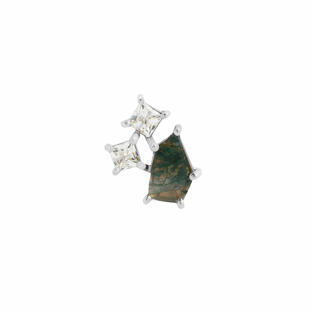 Buddha Jewelry Organics Lyra - Moss Agate + CZ Conch 5 Buddha Jewelry Organics Lyra - Moss Agate + CZ Conch