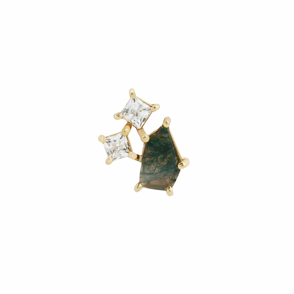 Buddha Jewelry Organics Lyra - Moss Agate + CZ Conch 6 Buddha Jewelry Organics Lyra - Moss Agate + CZ Conch