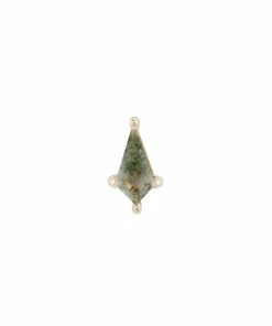 Buddha Jewelry Organics Mini Soho - Kite Cut Moss Agate - Threadless End Lip, Labret + Philtrum