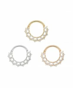 Buddha Jewelry Organics Obsessed - CZ - Solid 14kt Gold Clicker Septum