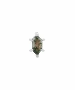 Buddha Jewelry Organics Oh Hell Yes! - Hex Cut Moss Agate Lip, Labret + Philtrum