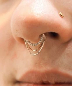 Buddha Jewelry Organics Tempeste - Diamond Set Solid 14kt Gold Chain Clicker Daith