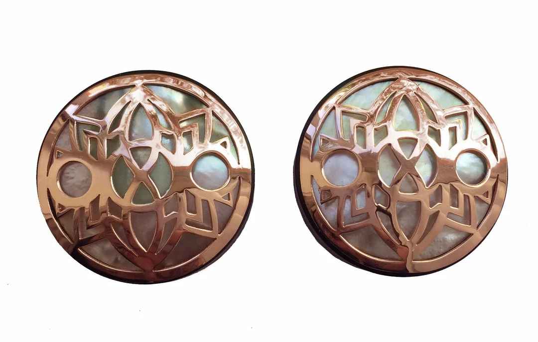 Buddha Jewelry Organics Stetched Ears Indah Moon Plug - Rose Gold + Mother Of Pearl 5 Buddha Jewelry Organics Stetched Ears Indah Moon Plug - Rose Gold + Mother Of Pearl