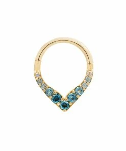 Buddha Jewelry Organics Rise + Shine - Blue Topaz Ombre - Solid 14kt Gold Clicker Best Sellers
