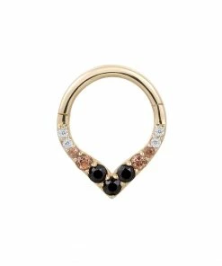 Buddha Jewelry Organics Rise + Shine - Smokey Quartz + Black Spinel Ombre - Solid 14kt Gold Clicker Best Sellers