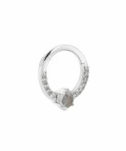 Buddha Jewelry Organics Daith Tinsley - CZ + White Sapphire - Solid 14kt Gold Clicker