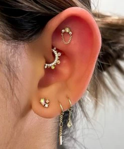 Buddha Jewelry Organics Daith Gigi - CZ + Opal - Clicker