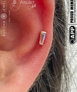 Buddha Jewelry Organics Tapered Baguette - Mercury Mist Topaz Threadless End