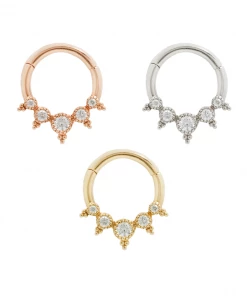 Buddha Jewelry Organics Daith Simone - CZ - Solid 14kt Gold Clicker