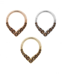 Buddha Jewelry Organics Rise + Shine - Smokey Quartz - Solid 14kt Gold Clicker Daith