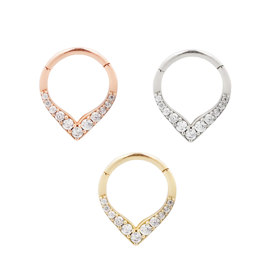 Buddha Jewelry Organics Rise + Shine - CZ - Solid 14kt Gold Clicker Daith 5 Buddha Jewelry Organics Rise + Shine - CZ - Solid 14kt Gold Clicker Daith