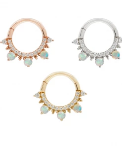 Buddha Jewelry Organics Daith Gigi - CZ + Opal - Clicker