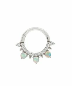 Buddha Jewelry Organics Daith Gigi - CZ + Opal - Clicker