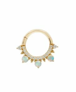 Buddha Jewelry Organics Daith Gigi - CZ + Opal - Clicker